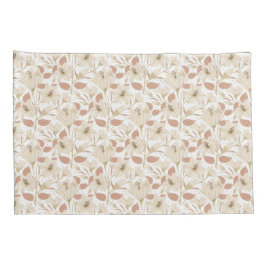 植物性ホワイトベージュリリー花パターン 枕カバー