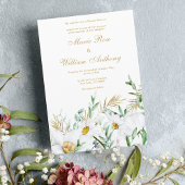 植物性ホワイト金ゴールドミントデイジーフローラ結婚ズ 招待状