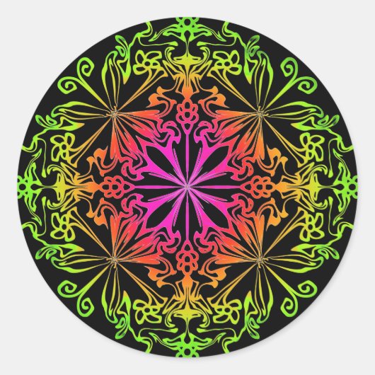 植物性ボエレガントホカラフル曼荼羅 ラウンドシール (正面)