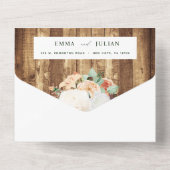 植物性ボホグリーンリー素朴ズ結婚木目 オールインワン招待状 (裏面)