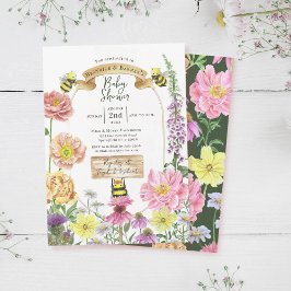 植物性ミツバチと野草花編ベビーシャワー 招待状