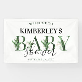 植物性ミニマル熱帯緑の赤ちゃんシャワー 横断幕