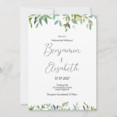 植物性ミントの濃い緑の葉結婚の緑 招待状 (正面)