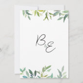 植物性ミントの濃い緑の葉結婚の緑 招待状 (裏面)