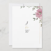 植物性ミントピンクホワイトロマンチックなフローラ結婚ズ 招待状 (裏面)