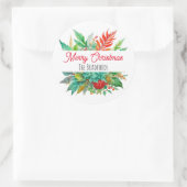 植物性メリークリスマスパーソナライズされた ラウンドシール (バッグ)