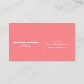 植物性モダンのピンクの花の花柄 名刺 (裏面)