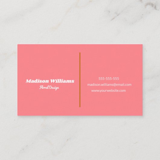 植物性モダンのピンクの花の花柄 名刺 (裏面)