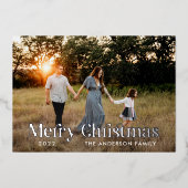 植物性モダンエレガントタイポグラフィ写真 箔シーズンカード (正面)