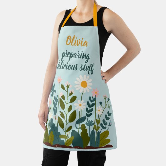 植物性モダンエレガントデイジーパーソナライズされた エプロン (インサイチュ)