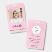 植物性モダンソフトピンクボホ写真 バッジ (正面＆裏面)