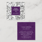 植物性モダンバラ白黒のヒント スクエア名刺 (正面/裏面)