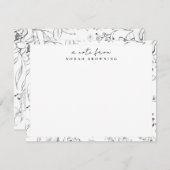 植物性モダンフローラパーソナライズされた文具 ノートカード (正面/裏面)