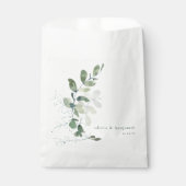 植物性モダンユーカリのカスタムウェディング名 フェイバーバッグ (正面)