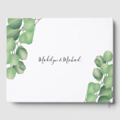 植物性モダンユーカリの葉結婚の ゲストブック (裏面)