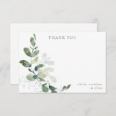 植物性モダンユーカリカスタムベイビーシャワー サンキューカード (正面/裏面)