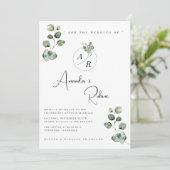 植物性モダンユーカリ結婚ス 招待状 (スタンド正面)