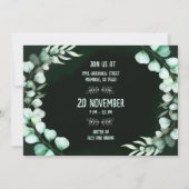 植物性モダンユーカリ緑のクリスマス 招待状 (裏面)