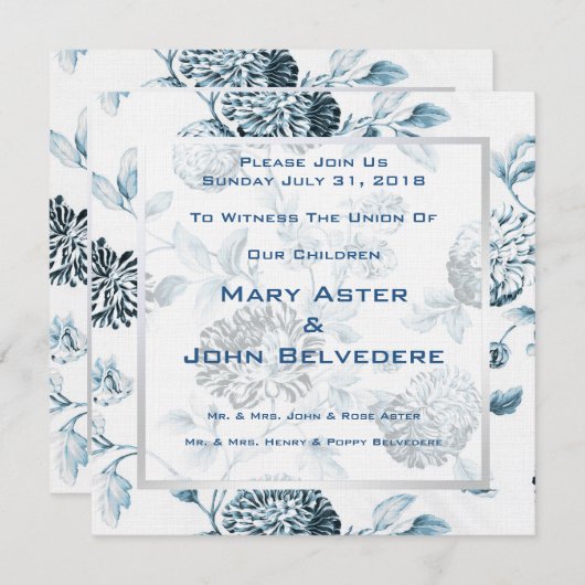 植物性モダンヴィンテージフローラ結婚トイル 招待状 (正面/裏面)
