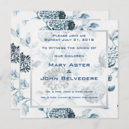 植物性モダンヴィンテージフローラ結婚トイル 招待状