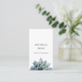 植物性モダン多肉性QRコード緑 名刺 (スタンド正面)