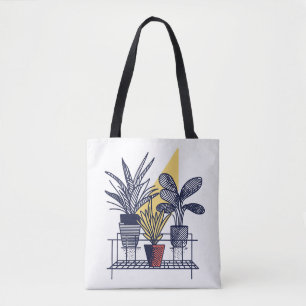 植物性モダン屋内植物イラストレーション トートバッグ