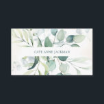 植物性モダン植樹ユーカリエレガントス 名刺<br><div class="desc">ユーカリエレガントプタスの縁どの上下と青のヒントと緑の間にあなたの名前を示すビジネスカードは、パステルウォーターの洗剤の上に。お尻の情報連絡がある。このシンプルデザイン、素朴な素晴らし庭師または風景プロフェッショナル。</div>