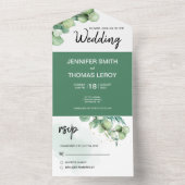 植物性モダン植樹ユーカリ結婚ス オールインワン招待状 (内側)