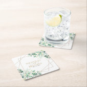 植物性モダン植樹ユーカリ金ゴールド結婚ズ スクエアペーパーコースター (インサイチュ)