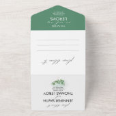 植物性モダン水色ユーカリ結婚ス オールインワン招待状 (外側)