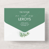 植物性モダン水色ユーカリ結婚ス オールインワン招待状 (裏面)