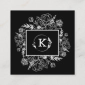 植物性モダン白黒名刺 スクエア名刺 (正面)