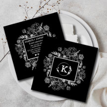 植物性モダン白黒名刺