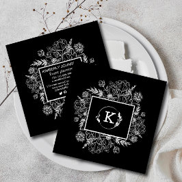 植物性モダン白黒名刺 スクエア名刺