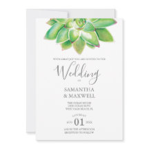 植物性モダン結婚式招待状多肉性