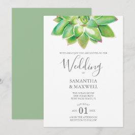 植物性モダン結婚式招待状多肉性 招待状