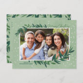 植物性モダン緑の写真メリークリスマス シーズンポストカード (正面/裏面)