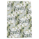 植物性モダン緑葉金ゴールド枠 ミディアムペーパーバッグ (正面)