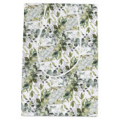 植物性モダン緑葉金ゴールド枠 ミディアムペーパーバッグ (裏面)