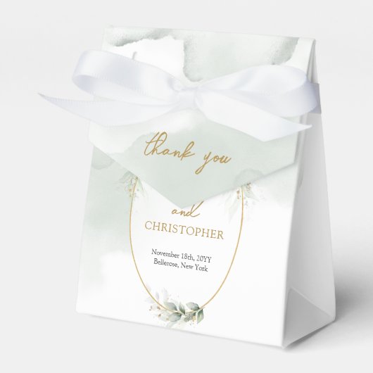 植物性モダン緑葉金ゴールド楕円 フェイバーボックス (正面サイド)