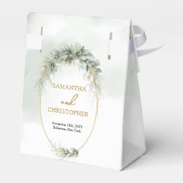 植物性モダン緑葉金ゴールド楕円 フェイバーボックス