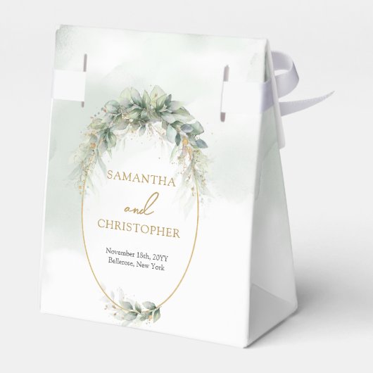 植物性モダン緑葉金ゴールド楕円 フェイバーボックス (裏面サイド)