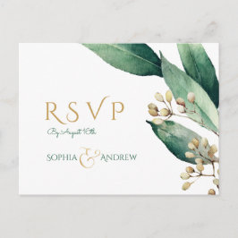 植物性モダン緑豊かな田舎結婚式RSVP インビテーションポストカード