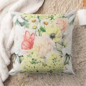 植物性モダン緑豊かな花柄ソフトホワイト クッション (ブランケット)