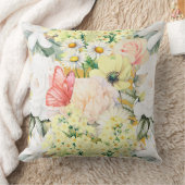 植物性モダン緑豊かな花柄ダークマスタード クッション (ブランケット)