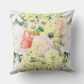 植物性モダン緑豊かな花柄ダークマスタード クッション (裏面)