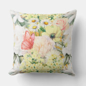 植物性モダン緑豊かな花柄ダークマスタード クッション (正面)