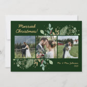 植物性モダン緑3写真結婚の写真 シーズンカード (正面)