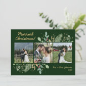 植物性モダン緑3写真結婚の写真 シーズンカード (スタンド正面)
