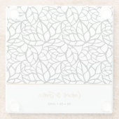 植物性モダン葉のパターン名の日付 ガラスコースター (裏面)